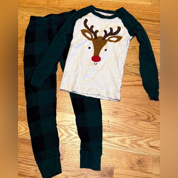 The Children's Place Other - Children’s Place Christmas Reindeer Pajamas - Green and White, size 6